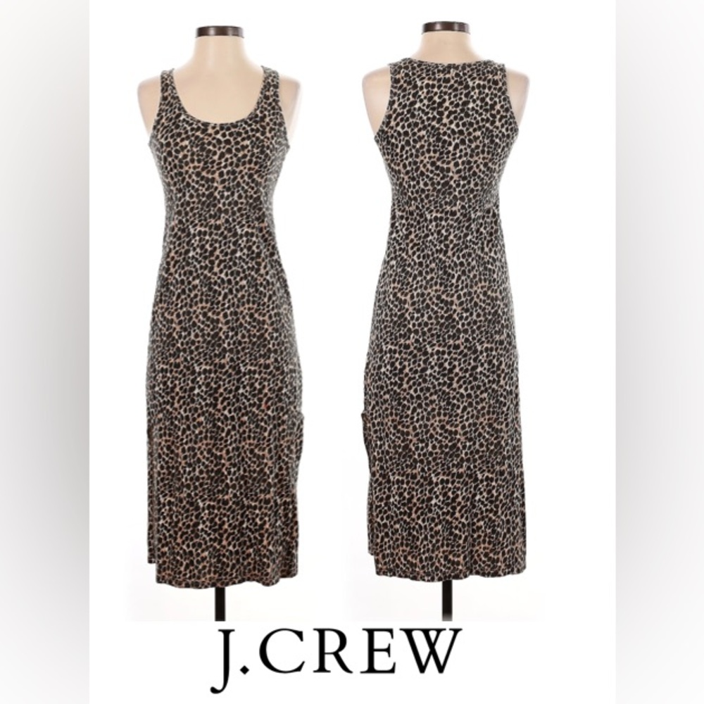 J. Crew Cheetah Print Cotton Tank Maxi Dress Size M